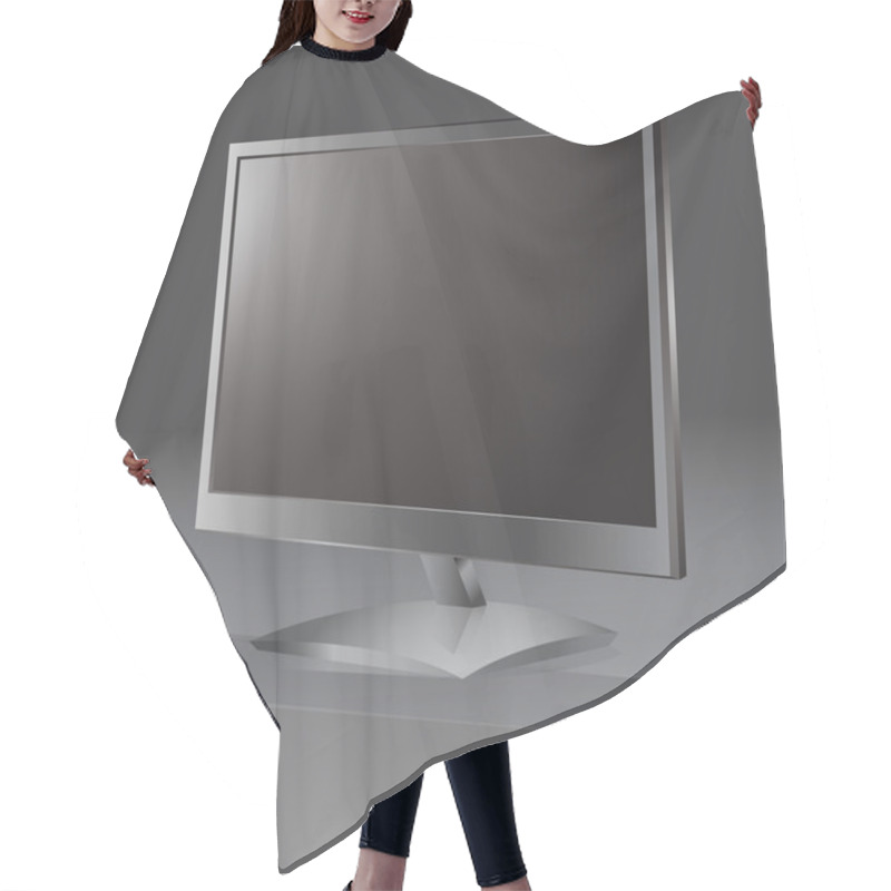 Personality  Vector Lcd Tv Monitor. Hair Cutting Cape