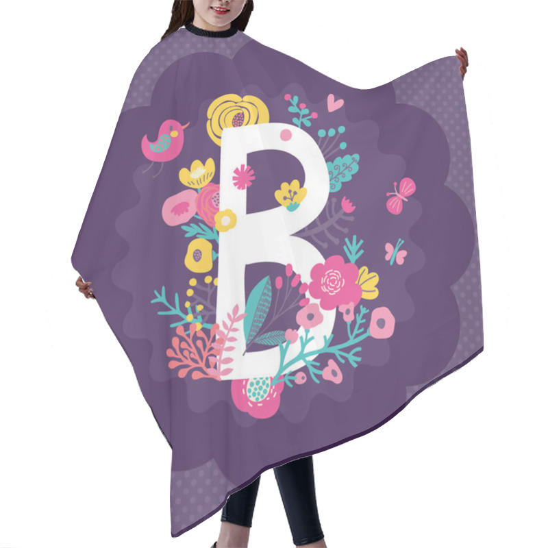 Personality  Floral Card With Letter B Hair Cutting Cape