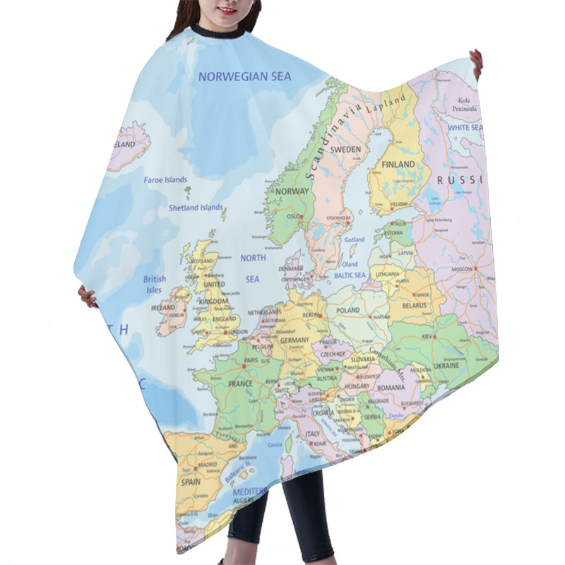 Personality  Europe Political Map Hair Cutting Cape