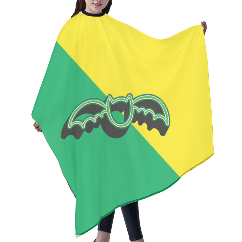 Personality  Bat Outline Green And Yellow Modern 3d Vector Icon Logo Hair Cutting Cape