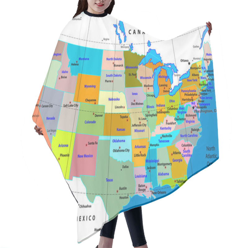 Personality  United States Map Vector Hair Cutting Cape