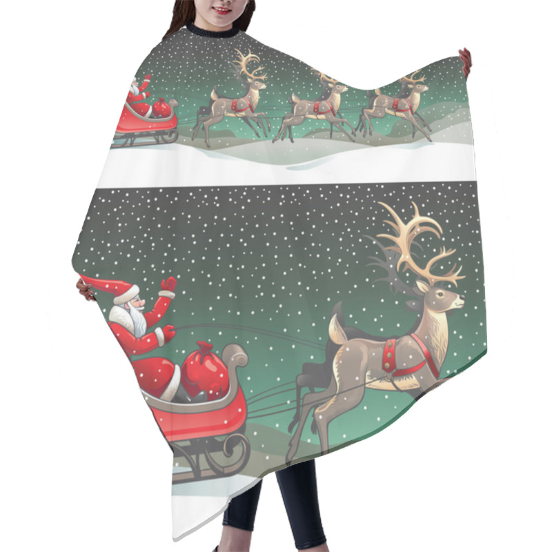 Personality  Santa Sleigh And Reindeers Hair Cutting Cape