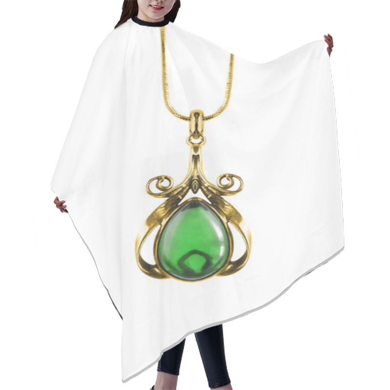 Personality  Emerald Pendant Isolated Hair Cutting Cape