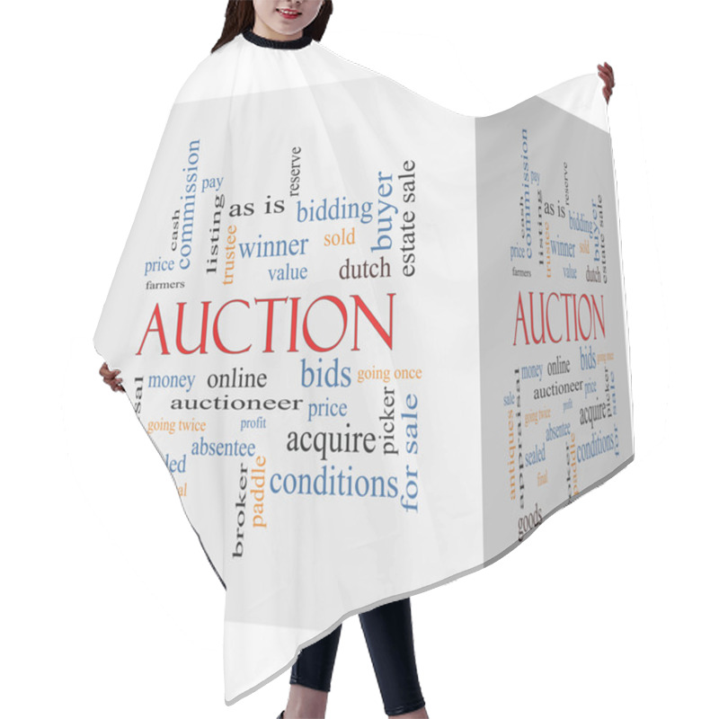 Personality  Auction 3D Cube Word Cloud Concept Hair Cutting Cape