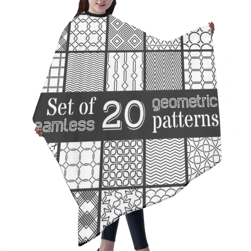 Personality  20 Geometric Seamless Patterns Set.  Hair Cutting Cape