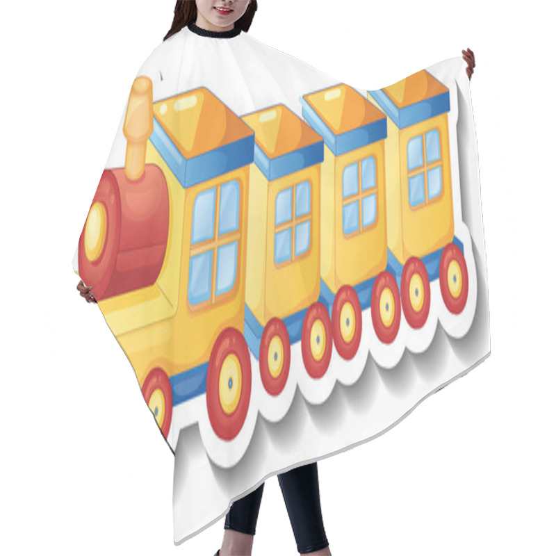 Personality  Yellow Train Toy Cartoon Sticker Illustration Hair Cutting Cape