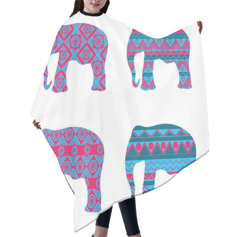 Personality  Indian Elephant Pattern. Set Of Vector Illustrations. Hair Cutting Cape