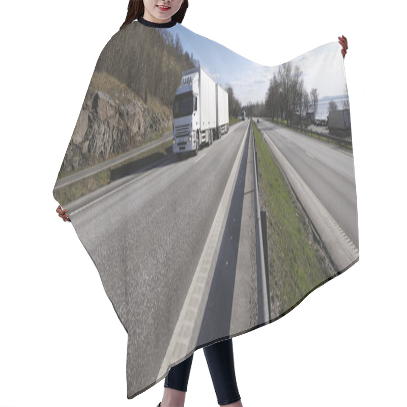 Personality  Truck And Highway Panoramic Hair Cutting Cape