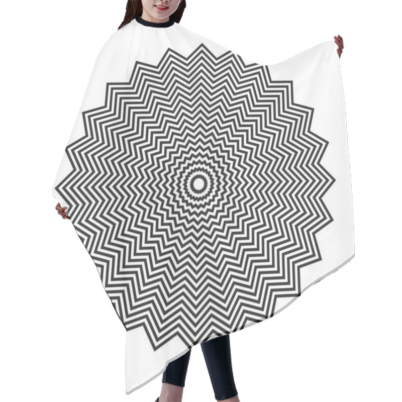 Personality  Abstract Decorative Geometric Zig Zag Lines Circle Pattern. Vector Art. Hair Cutting Cape