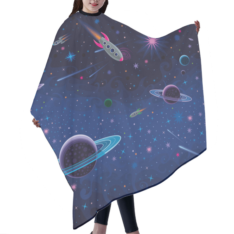 Personality  Cosmic Seamless Pattern Hair Cutting Cape