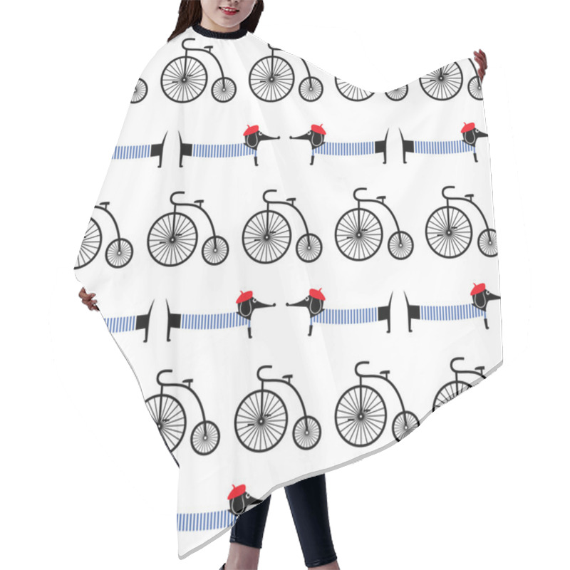 Personality  French Style Dogs With Retro Bicycles  Hair Cutting Cape