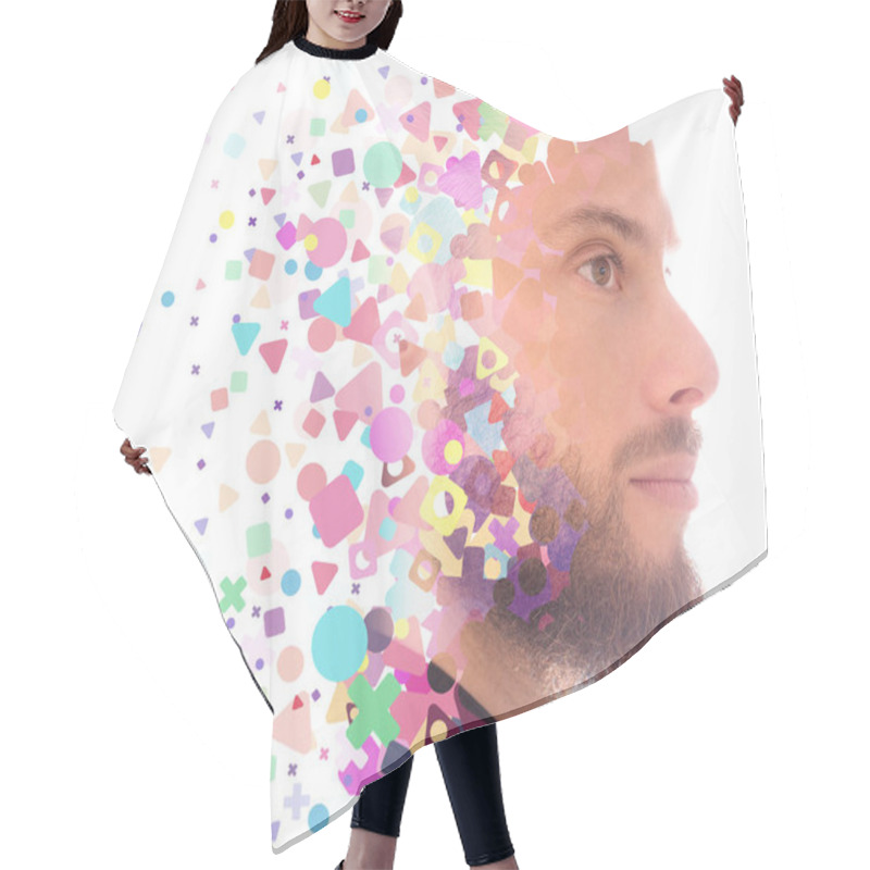 Personality  A Portrait Combined With A Digital Illustration Hair Cutting Cape