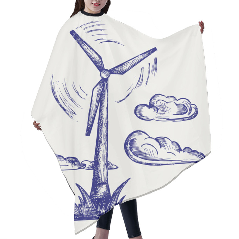 Personality  Windmill And Clouds Hair Cutting Cape