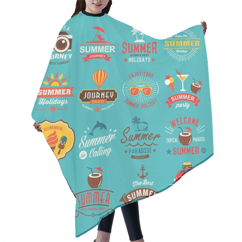 Personality  Vintage Summer Design And Typography Design With Labels, Posters, Icons Element Set. Hair Cutting Cape