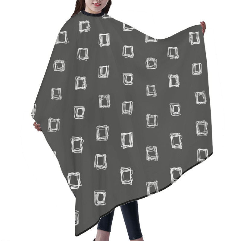 Personality  Seamless Pattern Of Abstract White Squares Of Thin Lines On A Bl Hair Cutting Cape