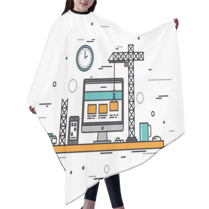 Personality  Website Construction Line Style Illustration Hair Cutting Cape