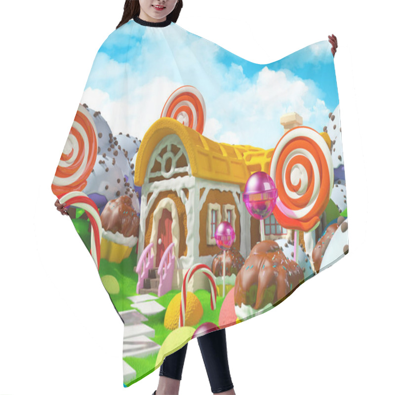 Personality  Candy Land With Fantasy House Hair Cutting Cape