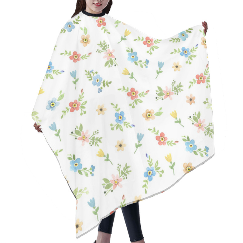 Personality  Seamless Pattern With Forget Me Not Flowers . Hand Painted Water Hair Cutting Cape