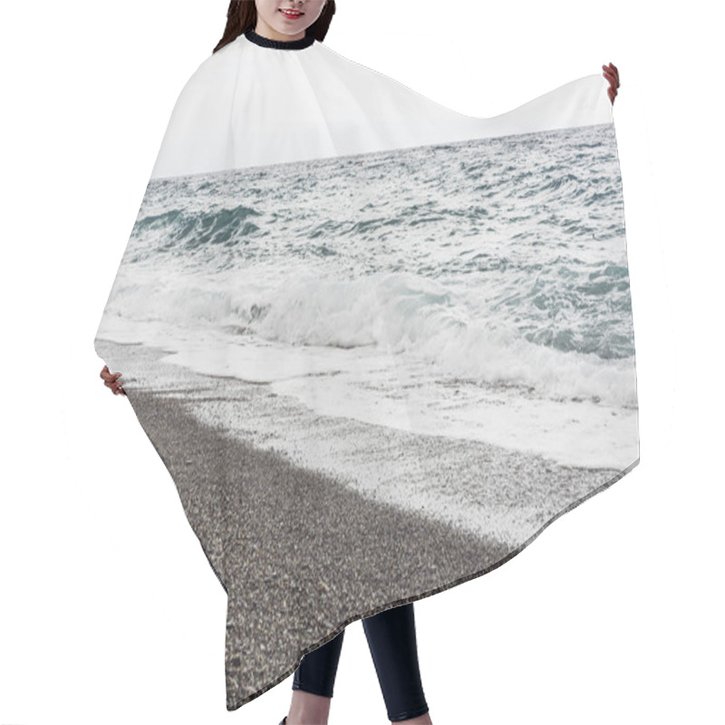 Personality  Sea Waves On Sandy Beach In Coastline  Hair Cutting Cape