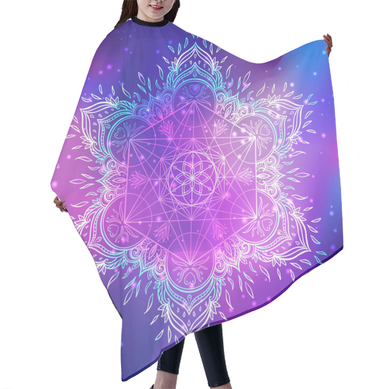 Personality  Decorative Mandala Round Pattern With Sacred Geometry Element Me Hair Cutting Cape