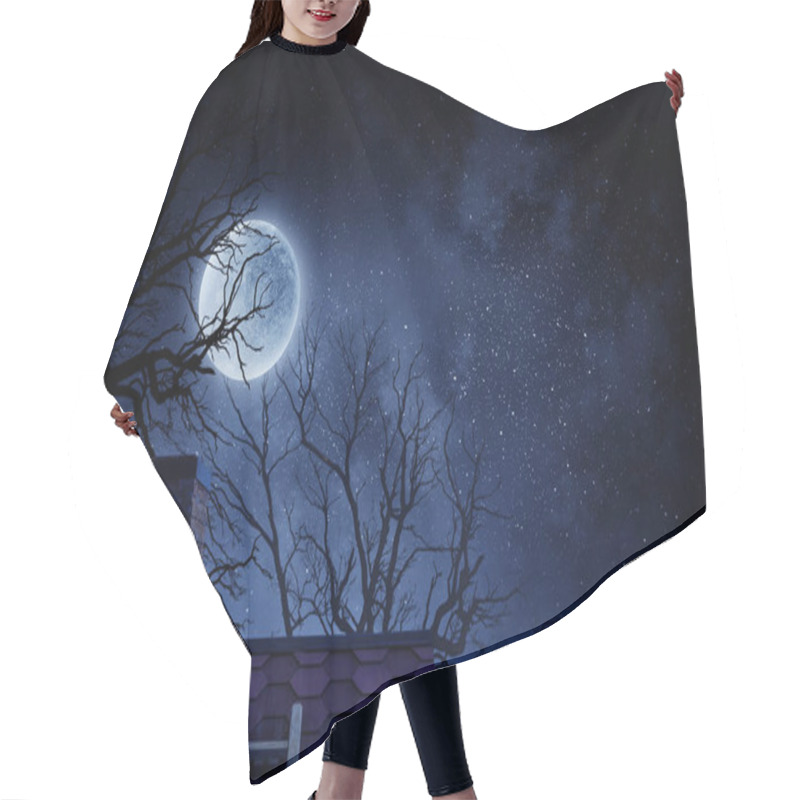 Personality  Spooky Night Image . Mixed Media Hair Cutting Cape