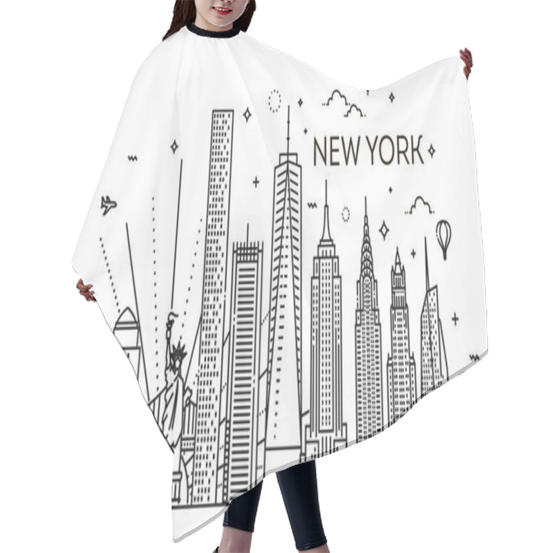 Personality  New York City Skyline, Vector Illustration, Flat Design Hair Cutting Cape