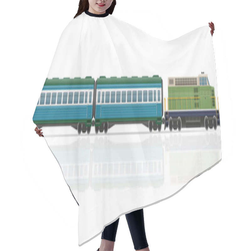 Personality  Railway Train With Locomotive And Wagons Vector Illustration Hair Cutting Cape