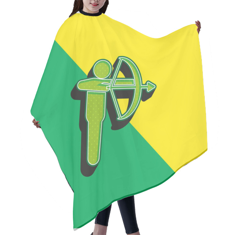 Personality  Archery Green And Yellow Modern 3d Vector Icon Logo Hair Cutting Cape