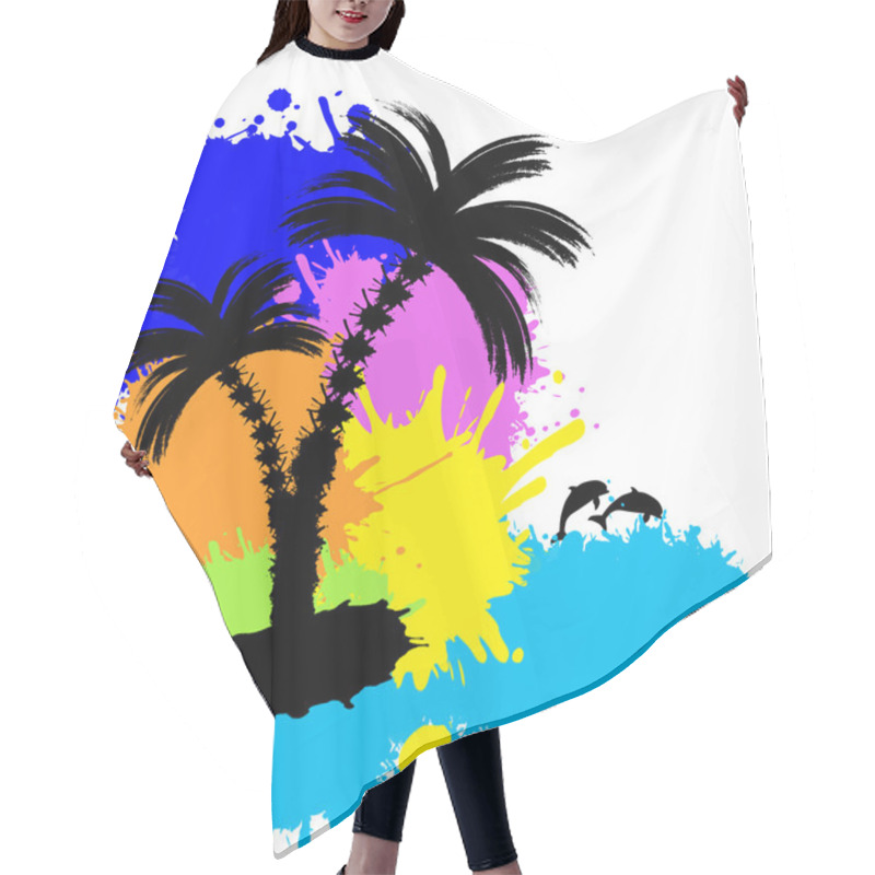 Personality  Tropical Background With Palms Hair Cutting Cape