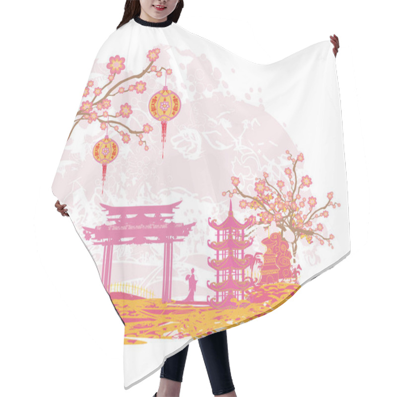 Personality  Abstract Landscape With Geisha Hair Cutting Cape