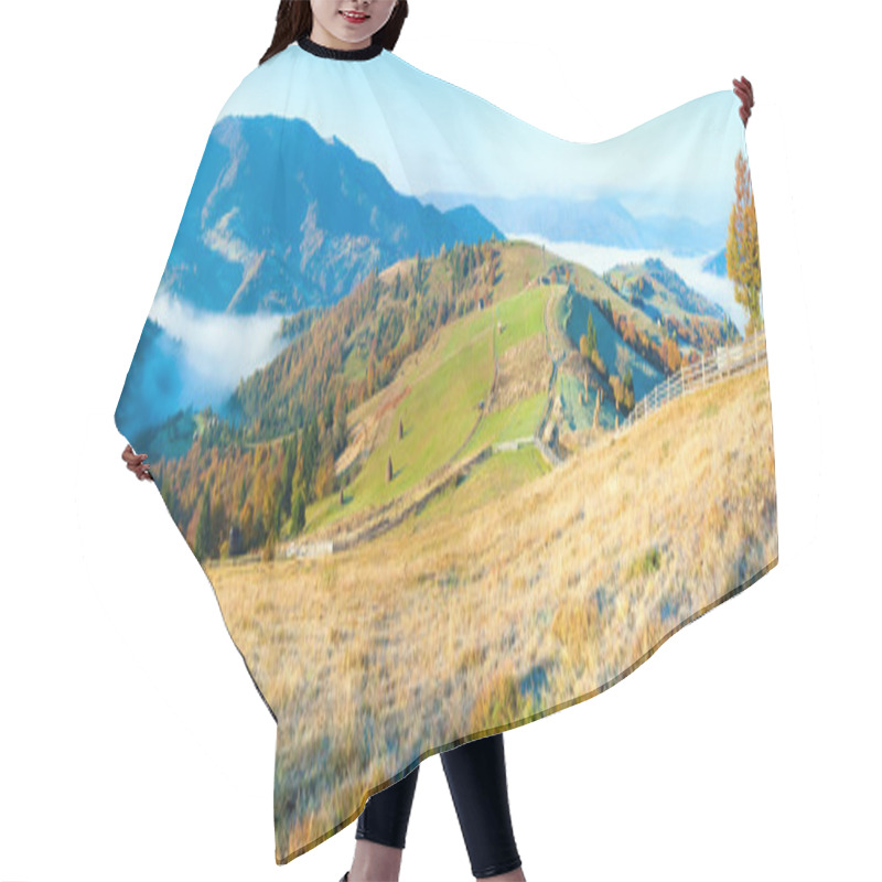 Personality  Autumn Misty Morning Mountain Panorama Hair Cutting Cape