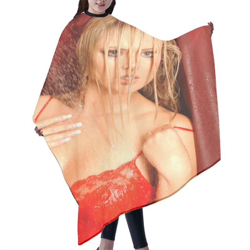 Personality  Wet Haired Blond - Red Slip - Surlty Blonde Hair Cutting Cape