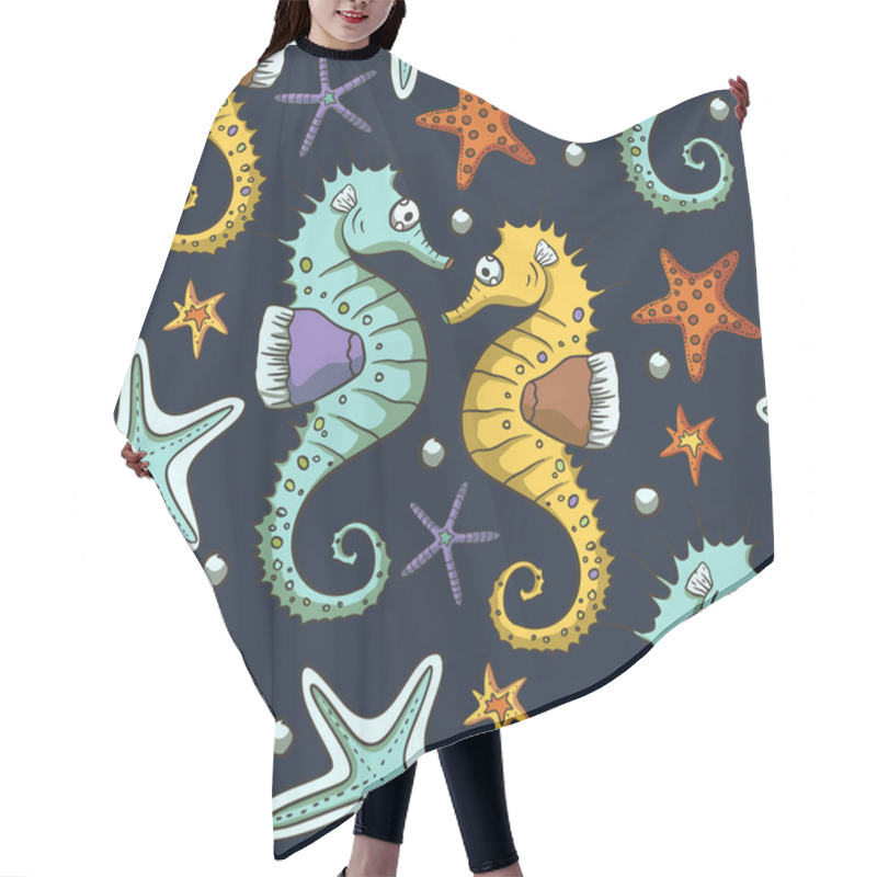 Personality  Seahorse Animal Seamless Pattern Hair Cutting Cape