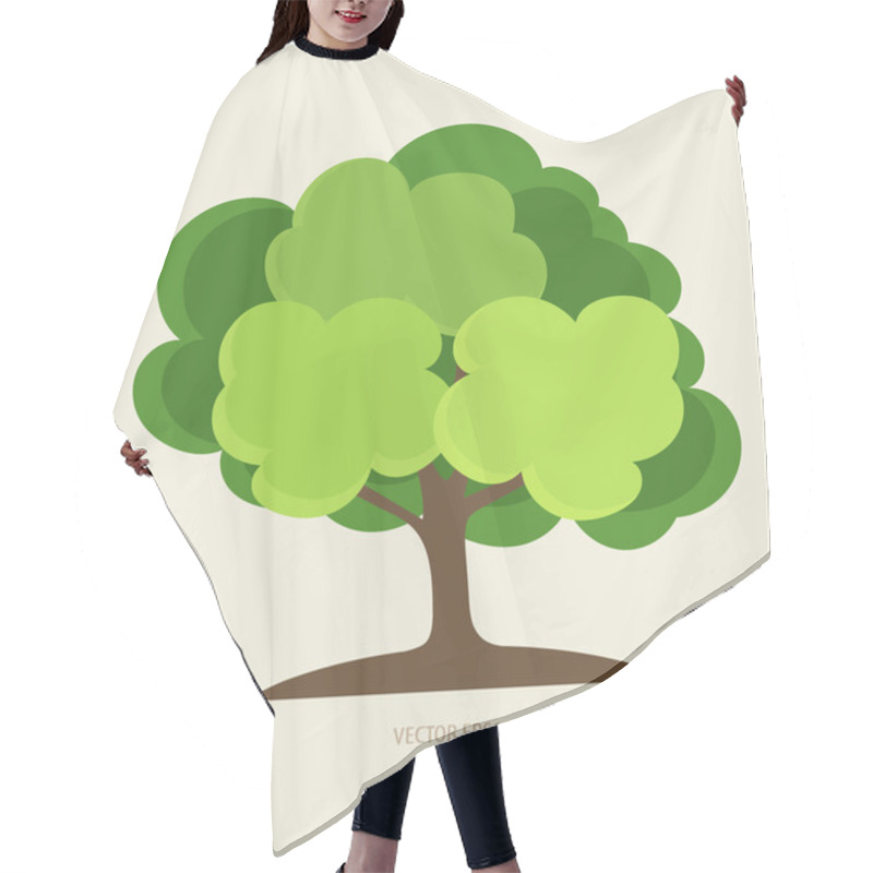 Personality  Paper Green Tree, Vector Illustration. Hair Cutting Cape