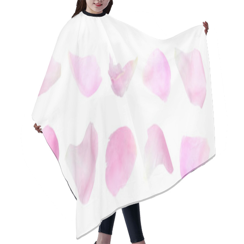 Personality  Set Of Fresh Peony Petals On White Background. Banner Design Hair Cutting Cape