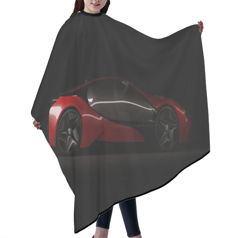 Personality  Almaty, Kazakhstan August 10, 2019. BMW I8 Concept On The Dark Isolated Background. 3D Render Hair Cutting Cape