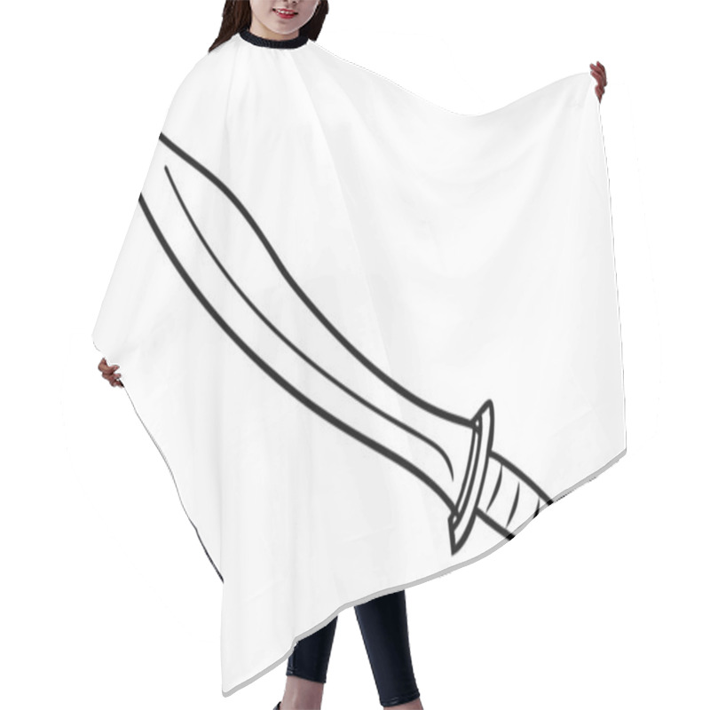 Personality  Simple Black And White Drawing Of A Sword Hair Cutting Cape