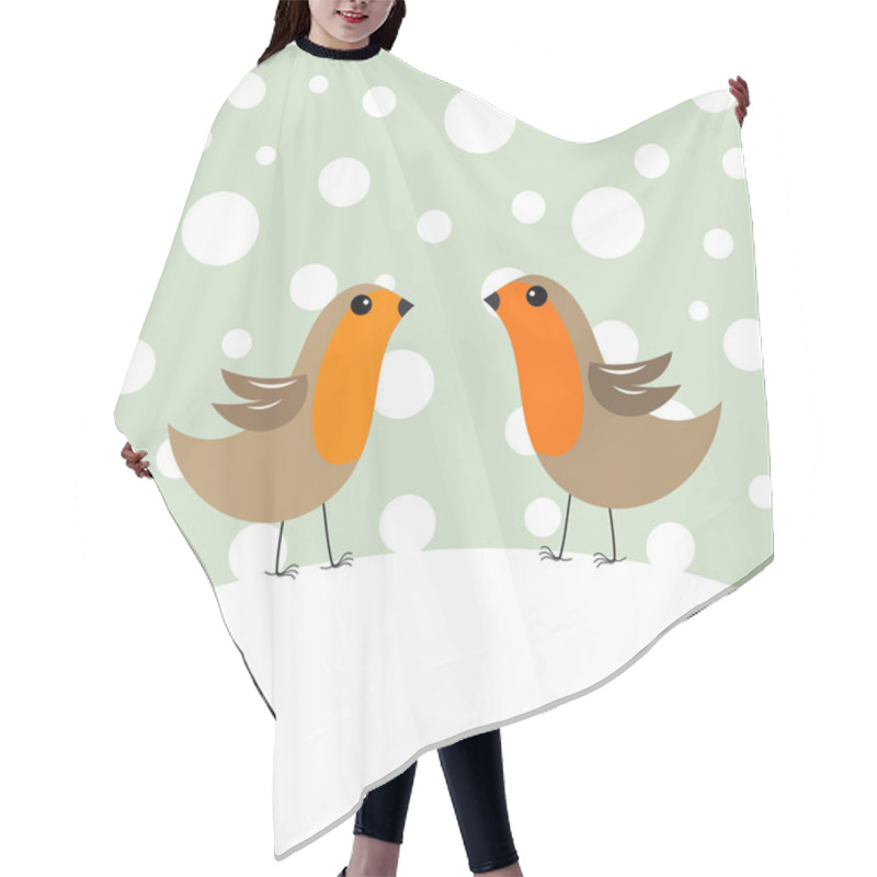 Personality  Bird Couple In Winter Hair Cutting Cape