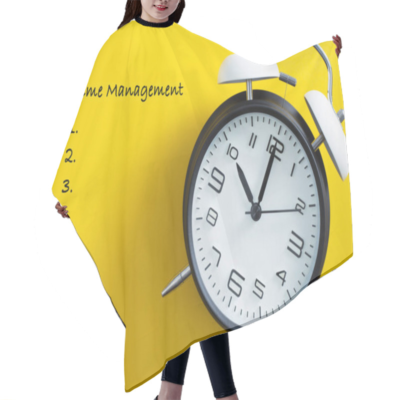 Personality  Time Management Concept With Clock Hair Cutting Cape