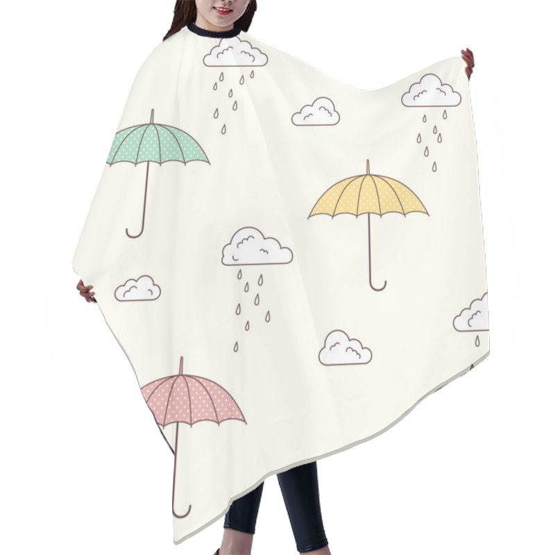 Personality  Umbrellas And Rainy Clouds Background Hair Cutting Cape