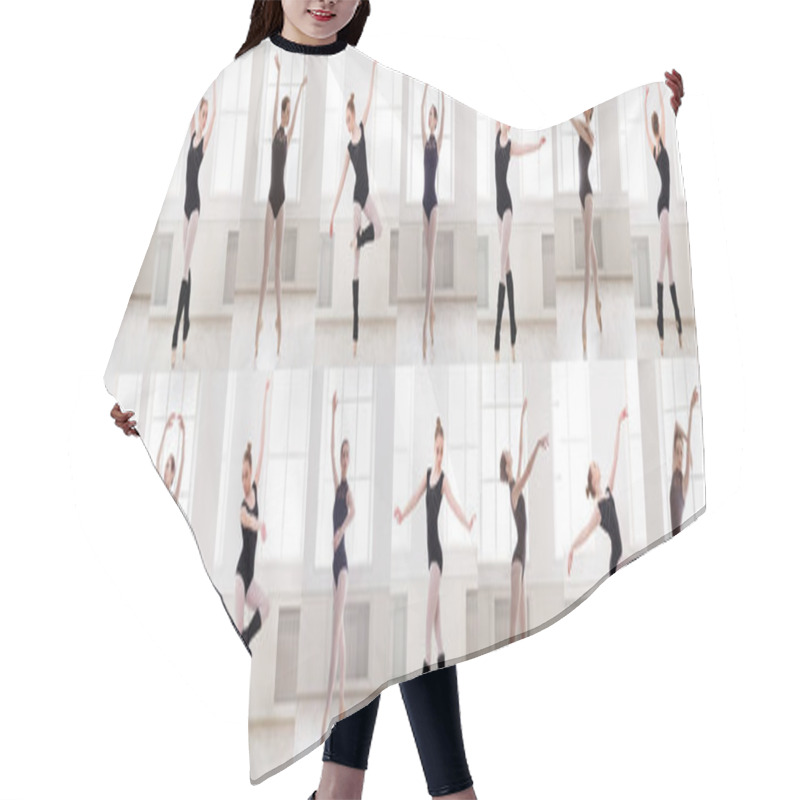 Personality  Collage Of Young Ballerina Standing In Ballet Poses Hair Cutting Cape