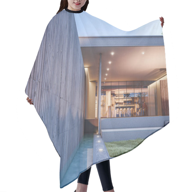 Personality  Architecture 3d Rendering Illustration Of Minimal House Hair Cutting Cape