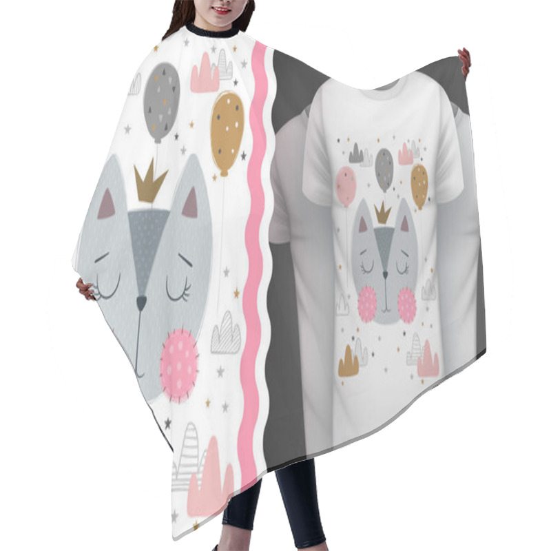 Personality  Cat, Kitty - Idea For Print T-shirt. Hair Cutting Cape