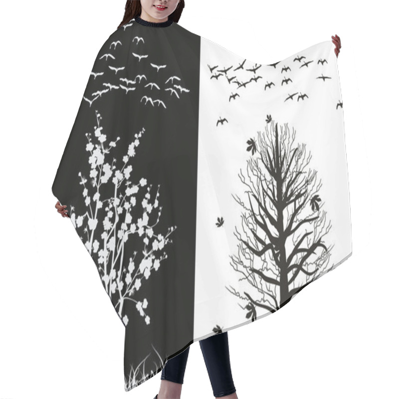 Personality  Swans And Trees Silhouettes Hair Cutting Cape