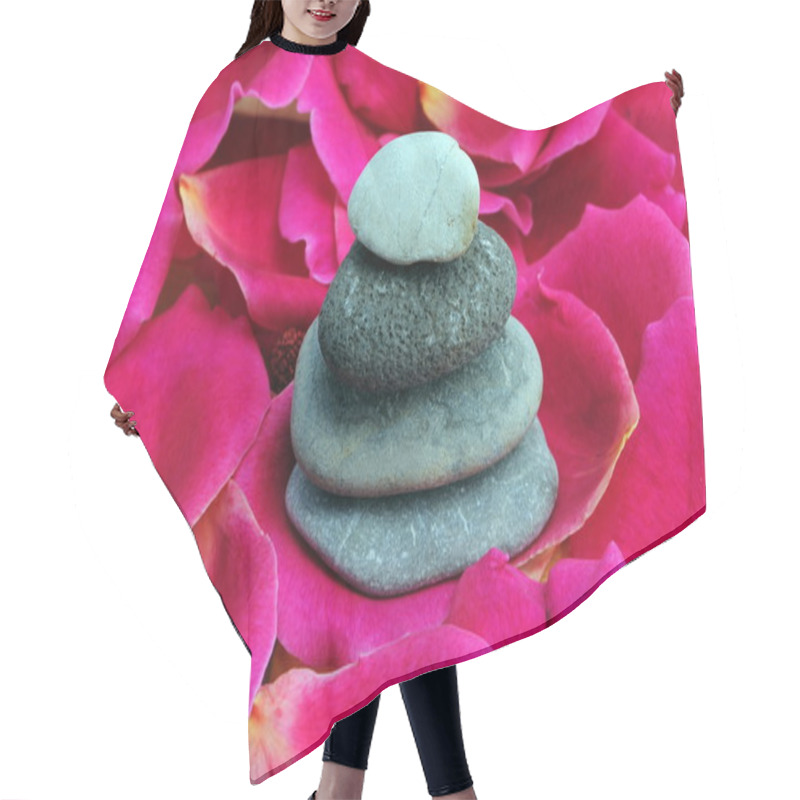 Personality  Zen Stones On Rose Petals Hair Cutting Cape