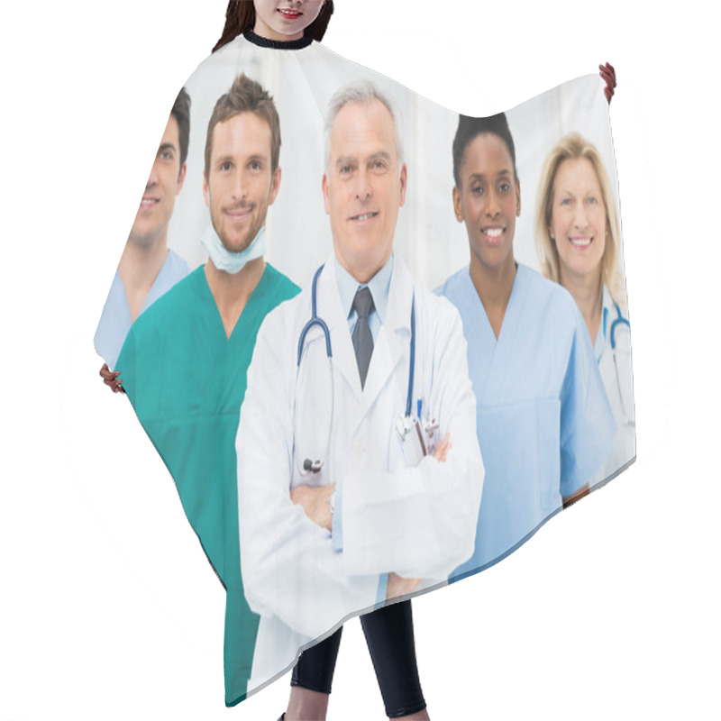 Personality  Happy Team Of Doctors Hair Cutting Cape