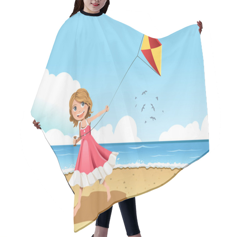 Personality  Girl Flying Kite Hair Cutting Cape