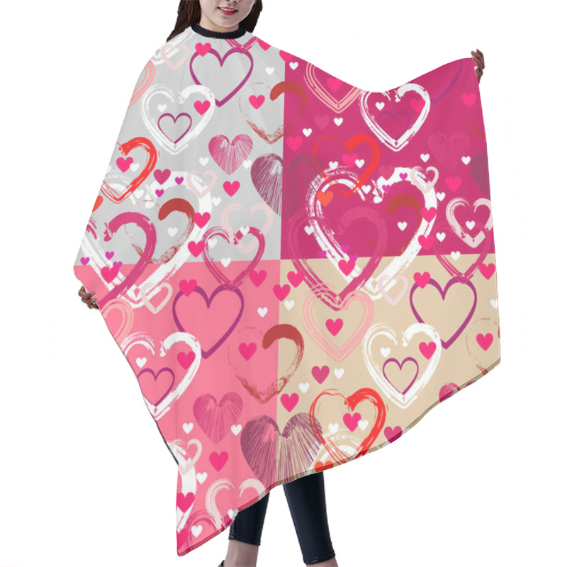 Personality  Vector Background With Different Hearts. Hair Cutting Cape