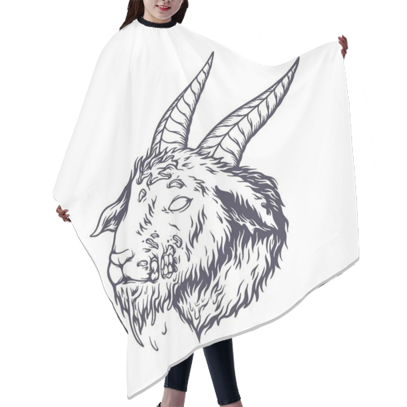 Personality  Angry Goat Head Silhouette Illustration Vector Illustrations For Your Work Logo, Merchandise T-shirt, Stickers And Label Designs, Poster, Greeting Cards Advertising Business Company Or Brands Hair Cutting Cape