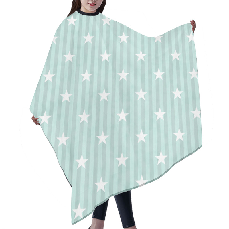 Personality  Green And White Stars And Stripes Fabric Background Hair Cutting Cape